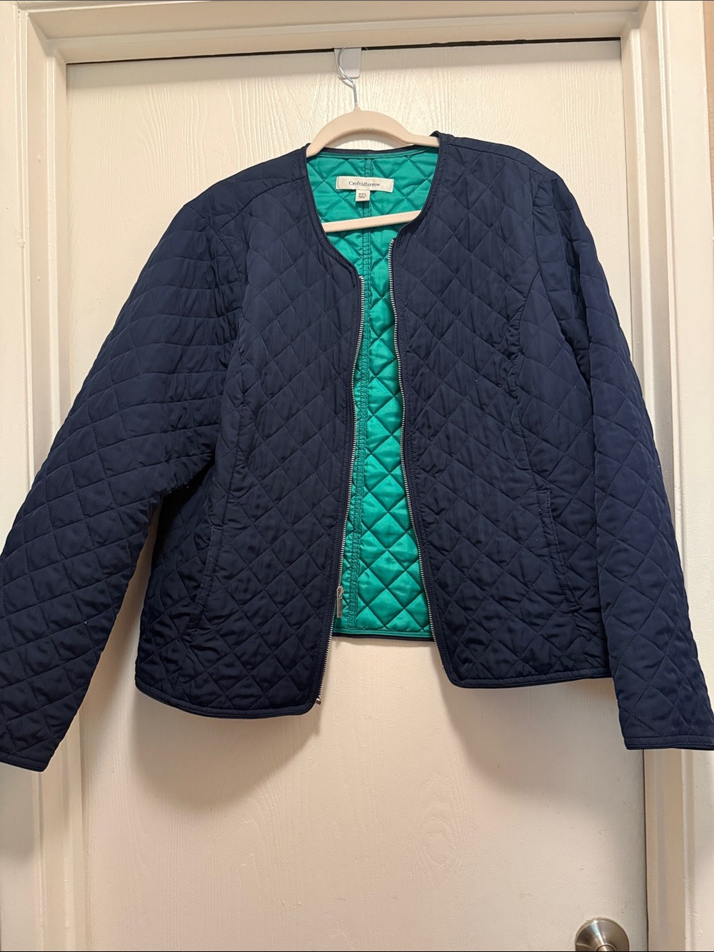 croft & barrow Navy Quilted Puffer Jacket with Teal Lining
